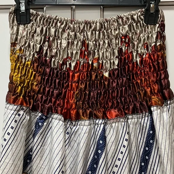 Jessica Taylor Skirt Maxi 100% SILK Patchwork stretch Free Size Small-Large BOHO - Picture 4 of 13